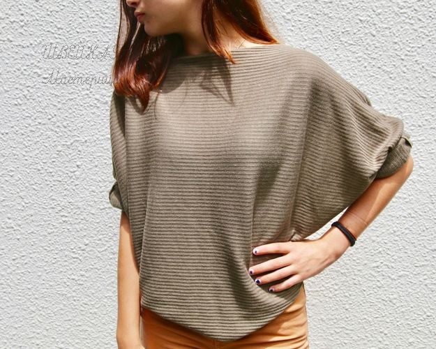 Женский топ летучая мышь Размеры выкройки: S, M, L, XL, XXL, XXXL
