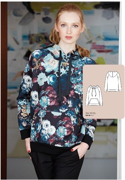 Толстовка с капюшоном, худи Размеры выкройки: XS, S, M, L, XL, XXL